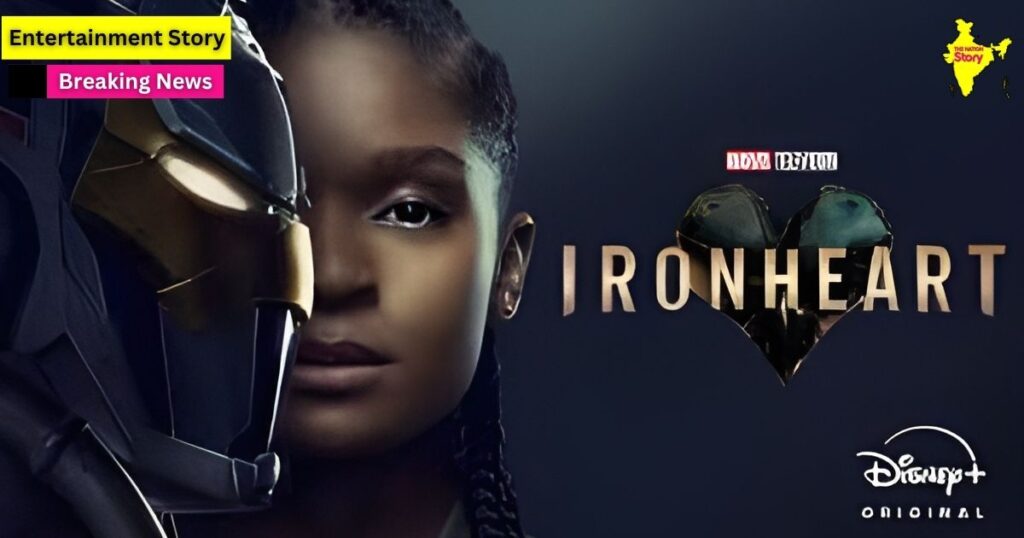 ironheart series girl with side mask in dark color written ironheart